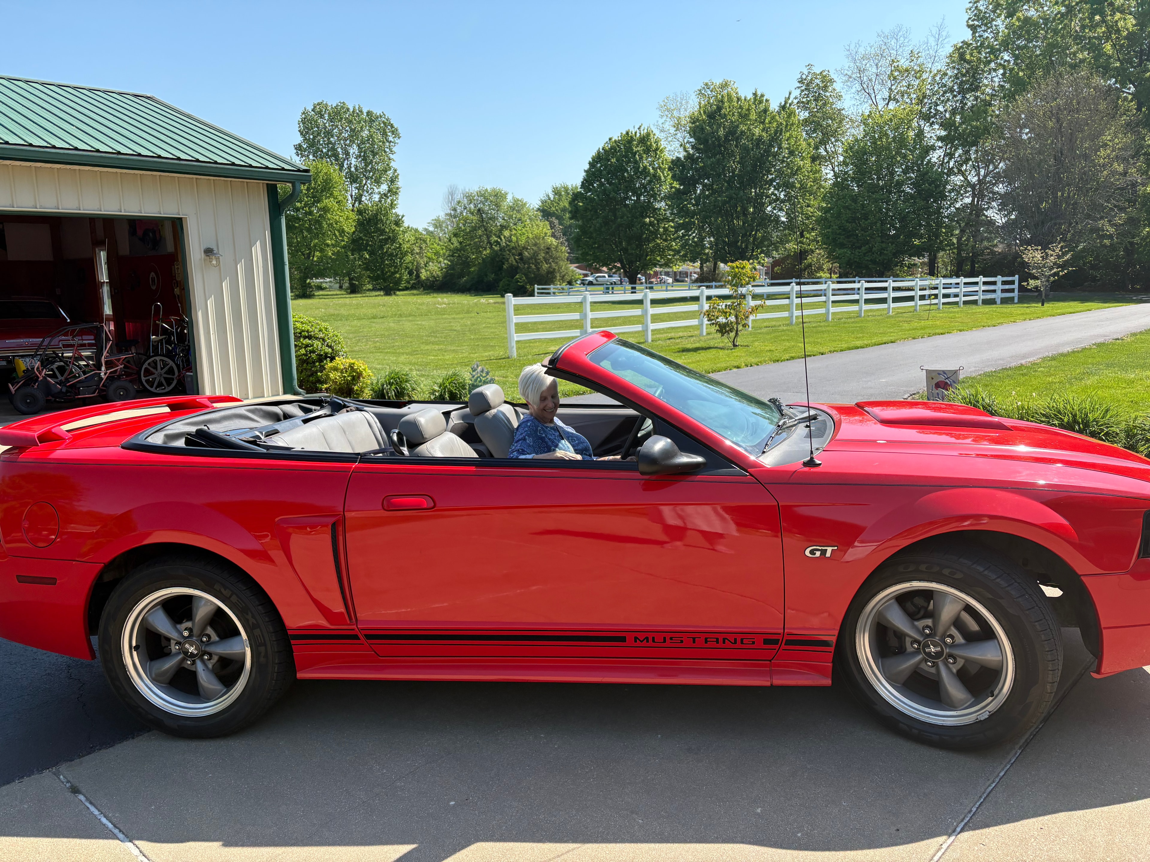 Red Ford Mustang GT convertible